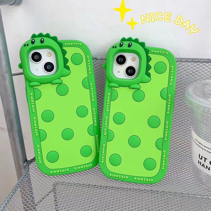 Polka Dots Green Little Dinosaur Silicone Phone Case Phone Case