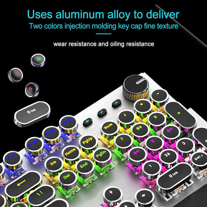 Gaming Keyboard and Mouse with Wrist Rest Shortcuts Table Mat 104 Keys Blue Switches Wired USB Keyboards with Gift Package for PC Gamer Computer Desktop (Black)